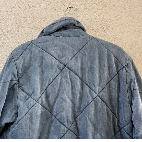 Anthropologie Jacket Brodie Quilted Puffer Chambray Cropped Casual Boho Blue M - Picture 6 of 12